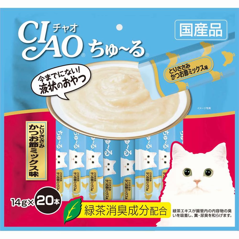 10% OFF: Ciao ChuRu Chicken Fillet & Sliced Bonito Liquid Cat Treats 280g