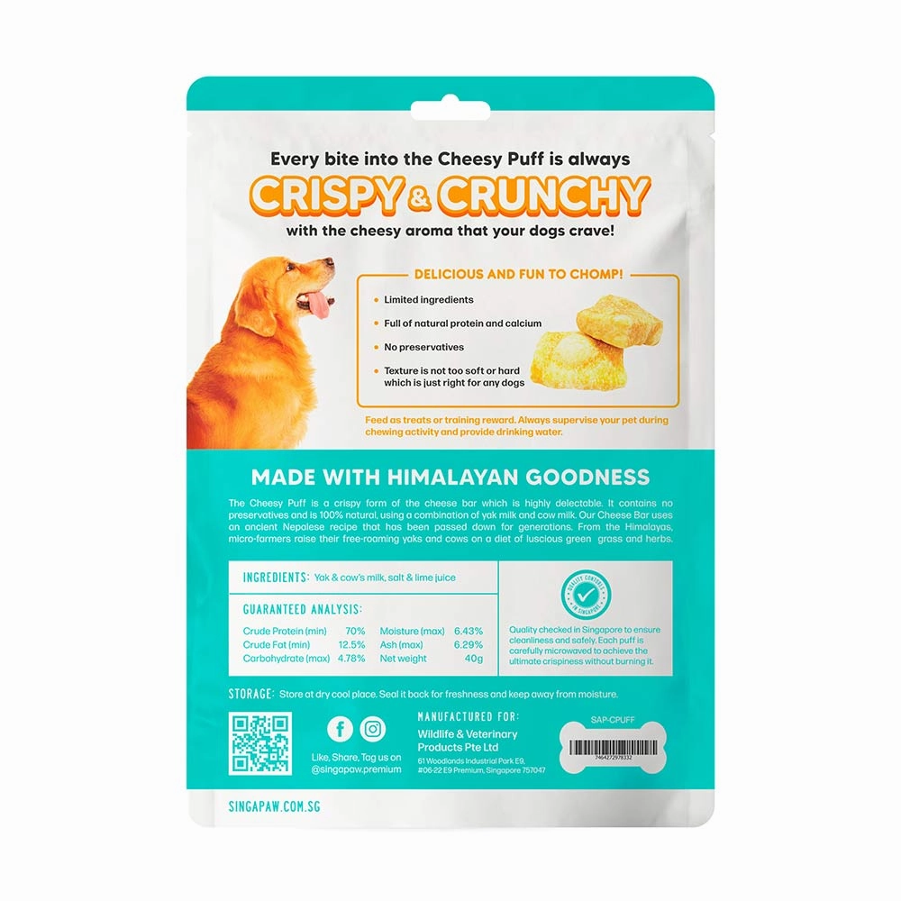 10% OFF: Singapaw Himalayan Cheesy Puff Dog Treats 40g