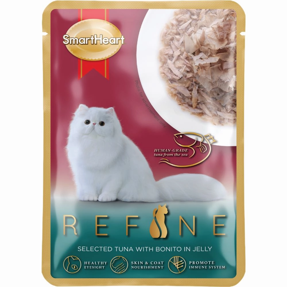 10% OFF: Smartheart Refine Selected Tuna With Bonito In Jelly Pouch Cat Food 70g x 12