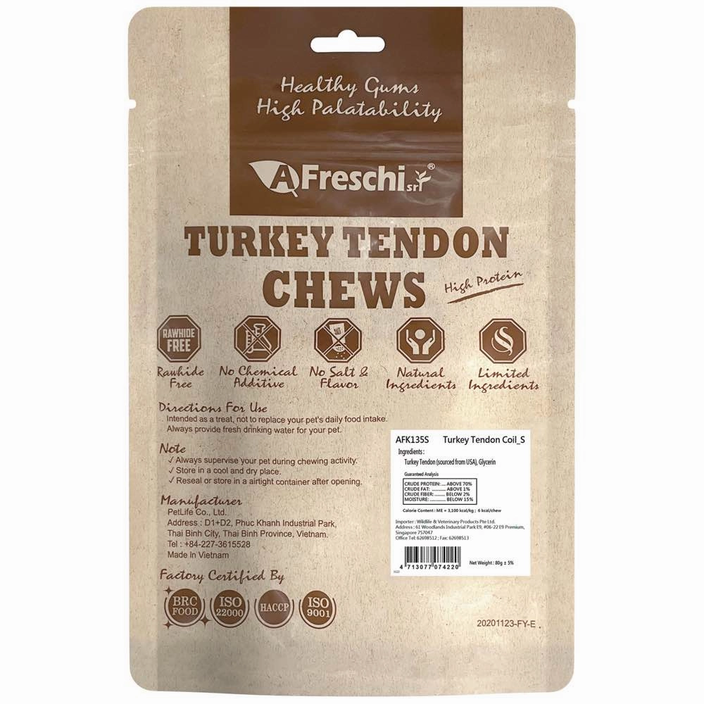 15% OFF: AFreschi Turkey Tendon Coil Grain-Free Dog Chews (Small) 80g