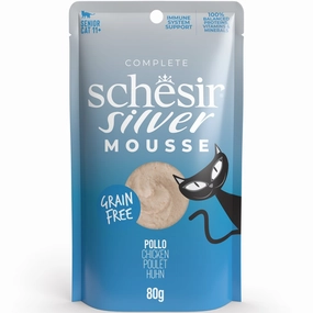 15% OFF (Exp 21Oct25): Schesir Silver Mousse Chicken Grain-Free Senior Pouch Cat Food 80g