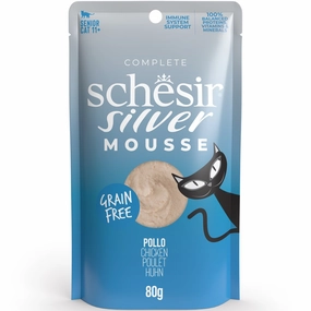15% OFF (Exp 21Oct25): Schesir Silver Mousse Chicken Grain-Free Senior Pouch Cat Food 80g