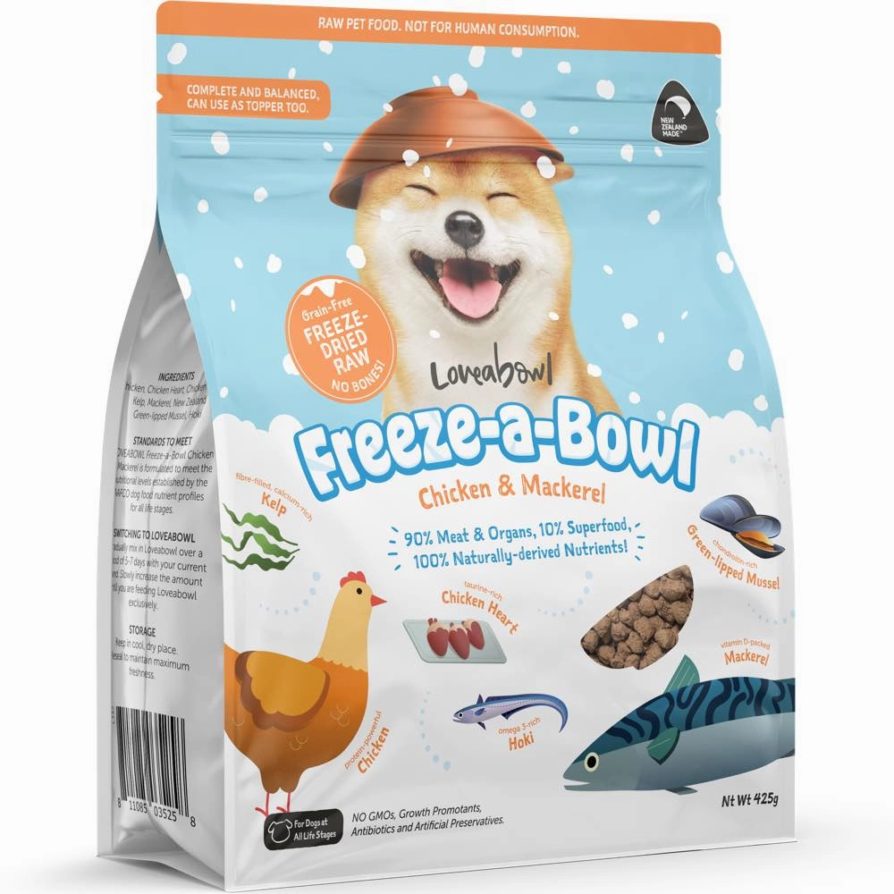15% OFF: Loveabowl Freeze-A-Bowl Chicken & Mackerel Grain-Free Freeze-Dried Raw Dog Food