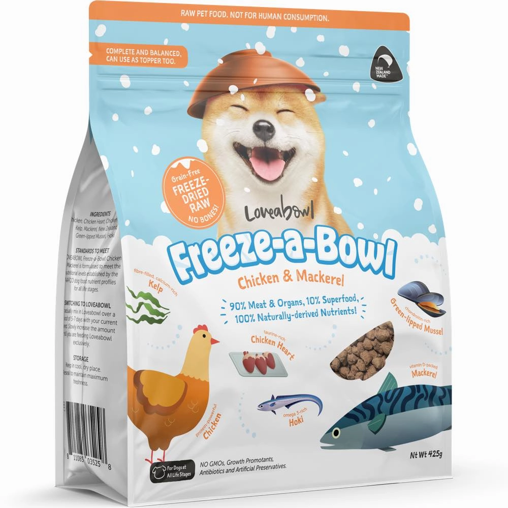 15% OFF: Loveabowl Freeze-A-Bowl Chicken & Mackerel Grain-Free Freeze-Dried Raw Dog Food