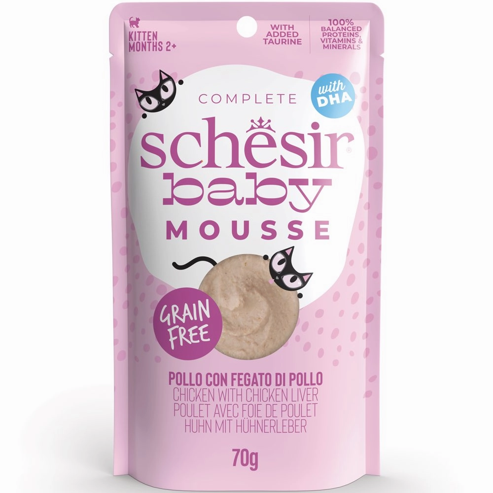 15% OFF: Schesir Baby Mousse Chicken With Chicken Liver Grain-Free Kitten Pouch Cat Food 70g