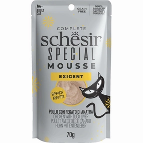 15% OFF: Schesir Special Mousse Exigent Chicken With Duck Liver Grain-Free Adult Pouch Cat Food 70g