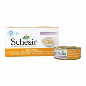 18% OFF: Schesir Chicken Fillets with Pumpkin Adult Canned Cat Food Multipack 50g x 6