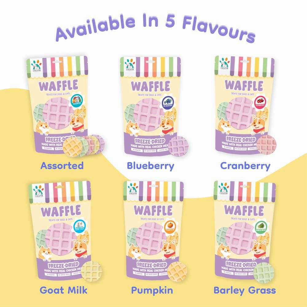 18% OFF: Singapaw Waffle Assorted Flavors Grain-Free Freeze-Dried Treats For Cats & Dogs 120g