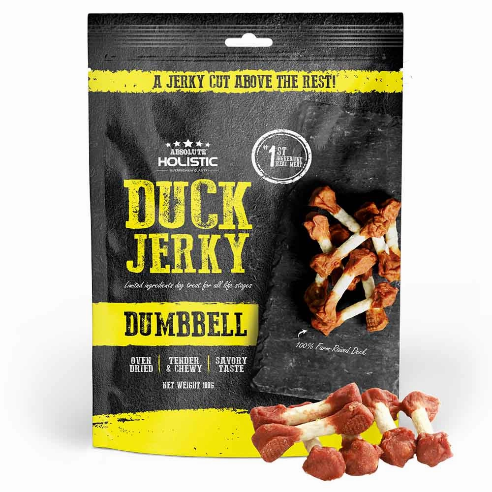 20% OFF: Absolute Holistic Duck Dumbbell Grain Free Dog Treats 100g