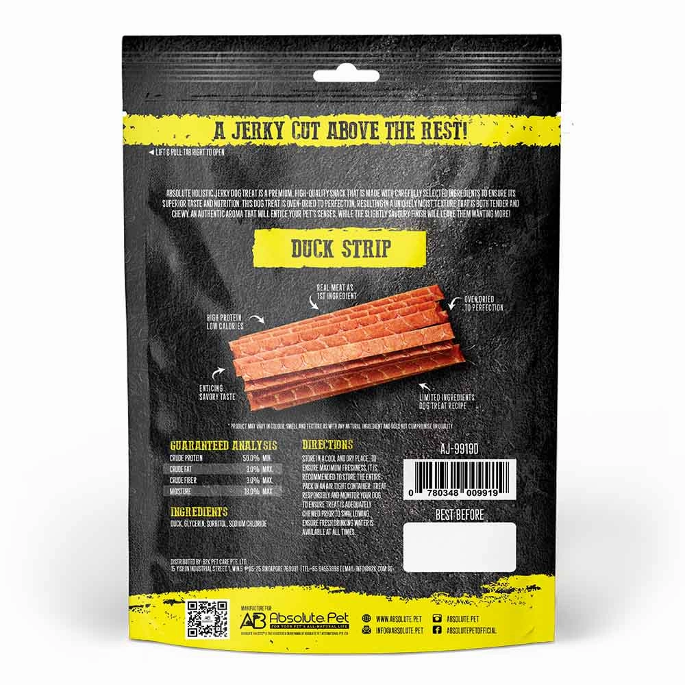 20% OFF: Absolute Holistic Duck Loin Strip Grain Free Dog Treats 100g