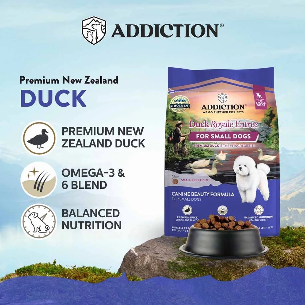 20% OFF: Addiction Duck Royale Entree Grain-Free Small Breed Dry Dog Food 1.5kg