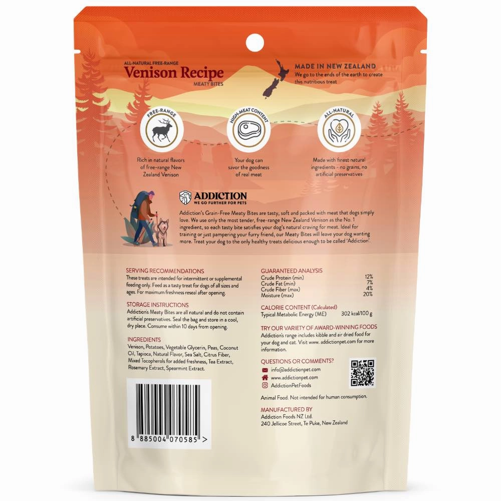 20% OFF: Addiction Meaty Bites Venison Grain Free Dog Treats 4oz