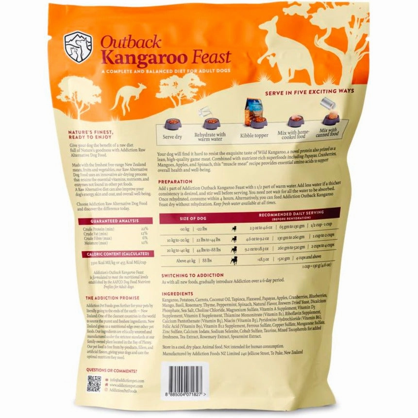 20% OFF: Addiction Outback Kangaroo Feast Grain Free Raw Alternative Dog Food 2lb