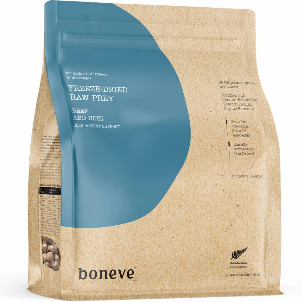 20% OFF: Boneve Beef & Hoki Skin & Coat Support Grain-Free Freeze-Dried Raw Dog Food