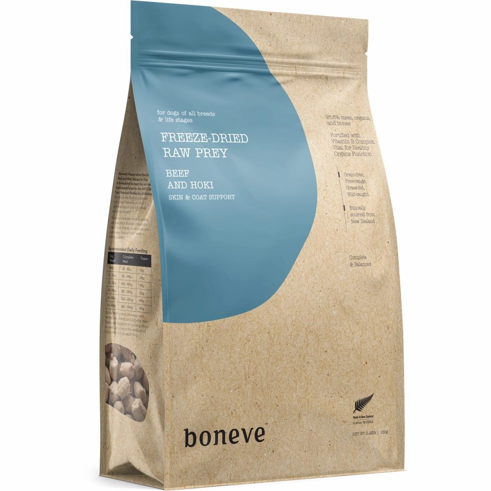 20% OFF: Boneve Beef & Hoki Skin & Coat Support Grain-Free Freeze-Dried Raw Dog Food