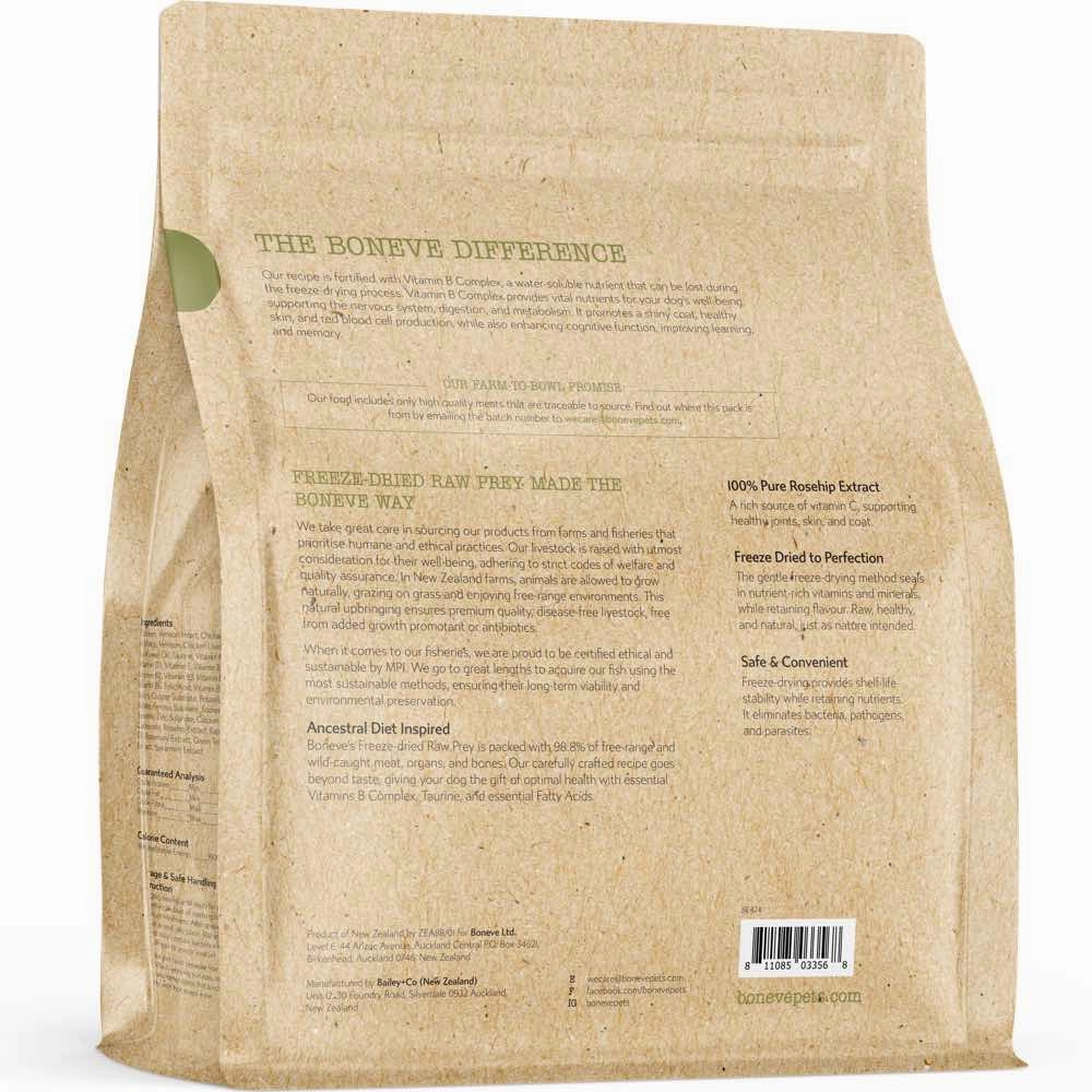 20% OFF: Boneve Chicken & Venison Digestive & Immune Support Grain-Free Freeze-Dried Raw Dog Food