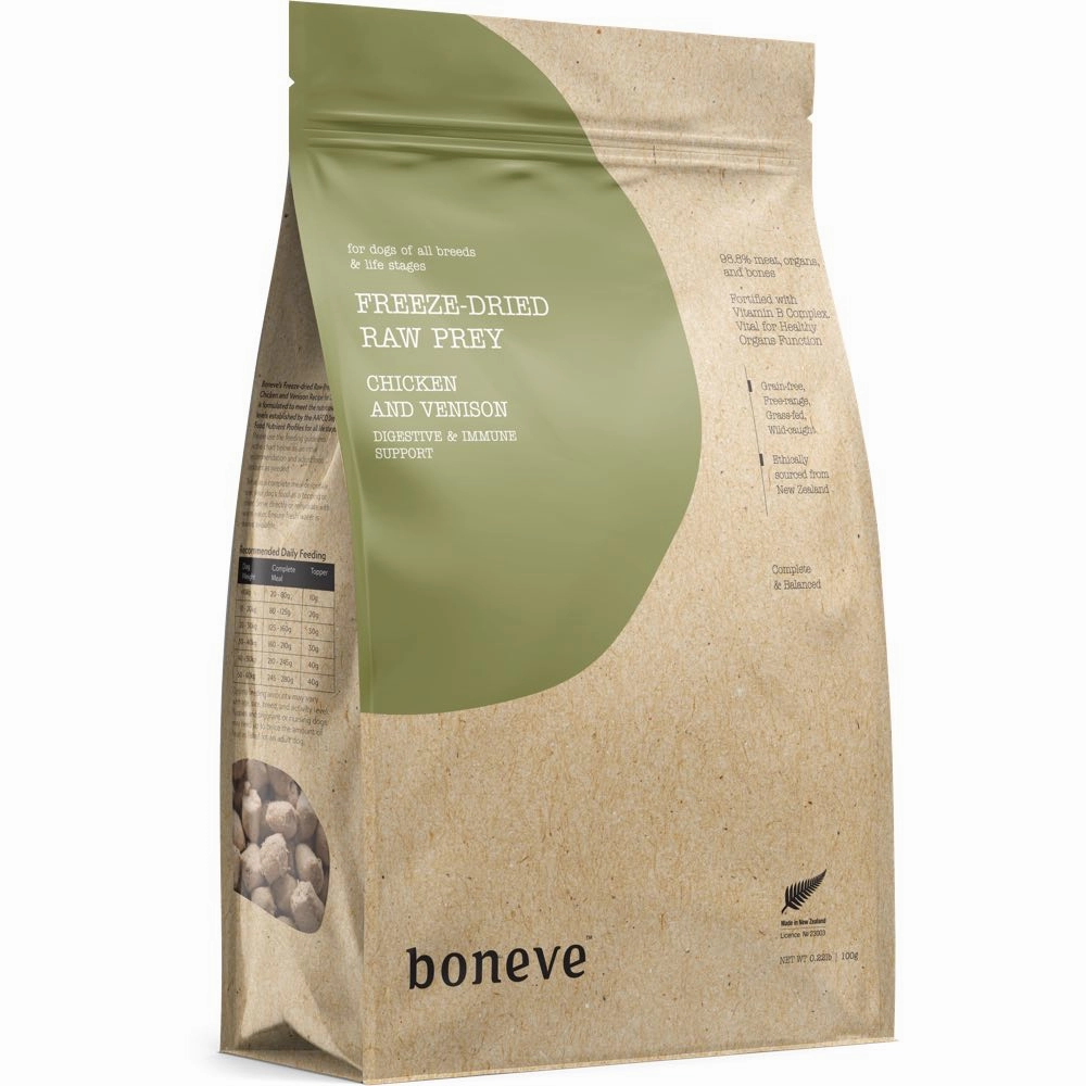 20% OFF: Boneve Chicken & Venison Digestive & Immune Support Grain-Free Freeze-Dried Raw Dog Food