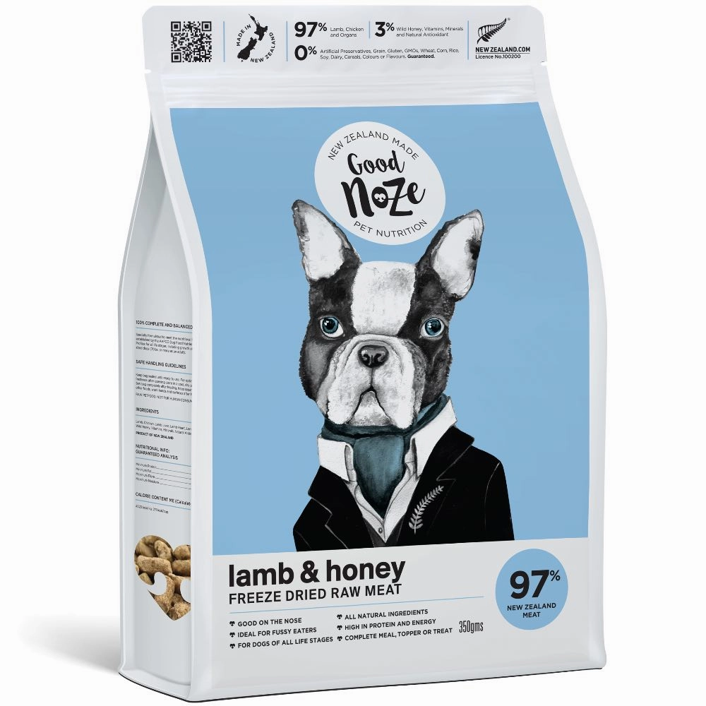 20% OFF: Good Noze NZ Lamb & Honey Freeze-Dried Dog Food 350g