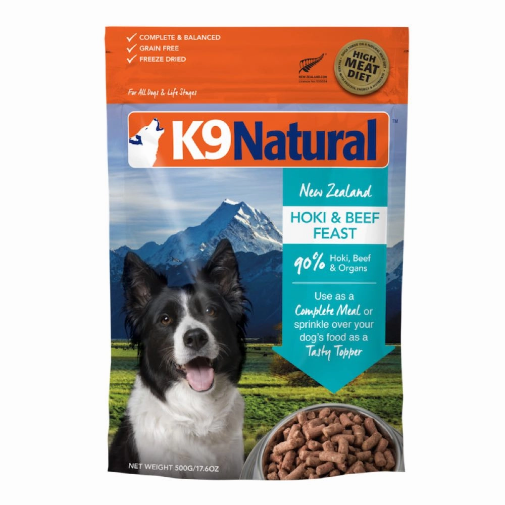 20% OFF: K9 Natural Hoki & Beef Feast Grain-Free Freeze-Dried Raw Dog Food