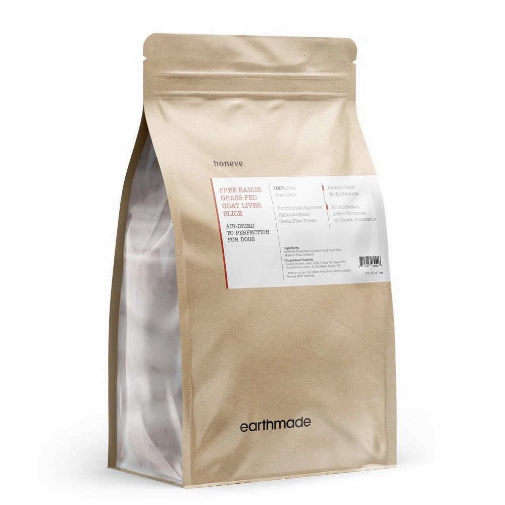 25% OFF: Boneve Earthmade Free-Range Grass-Fed Goat Liver Slice Air-Dried Dog Treats 120g
