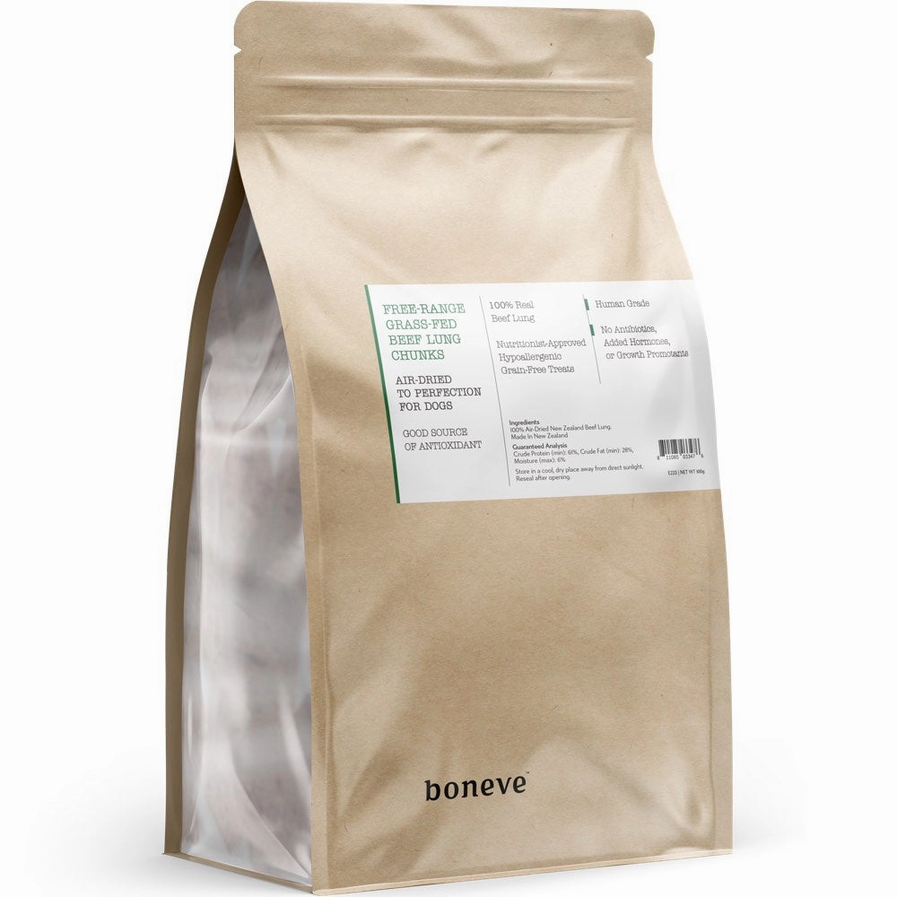 25% OFF: Boneve Free-Range Grass-Fed Beef Lung Chunks Grain-Free Air-Dried Dog Treats 100g