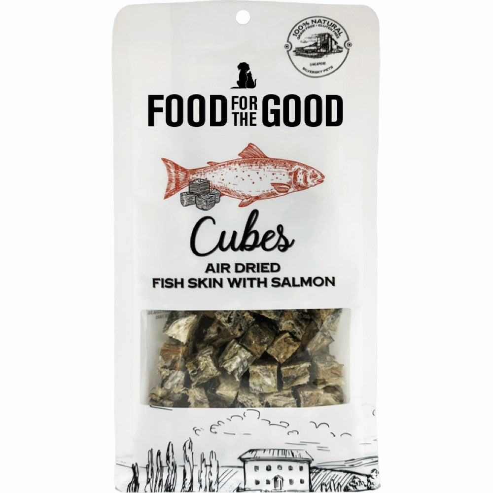25% OFF (Exp 30Sep25): Food For The Good Fish Skin With Salmon Cubes Air-Dried Treats For Cats & Dogs 120g