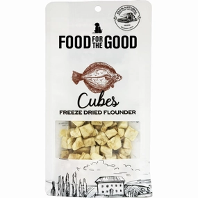 25% OFF (Exp 30Sep25): Food For The Good Flounder Cubes Freeze-Dried Treats For Cats & Dogs 40g