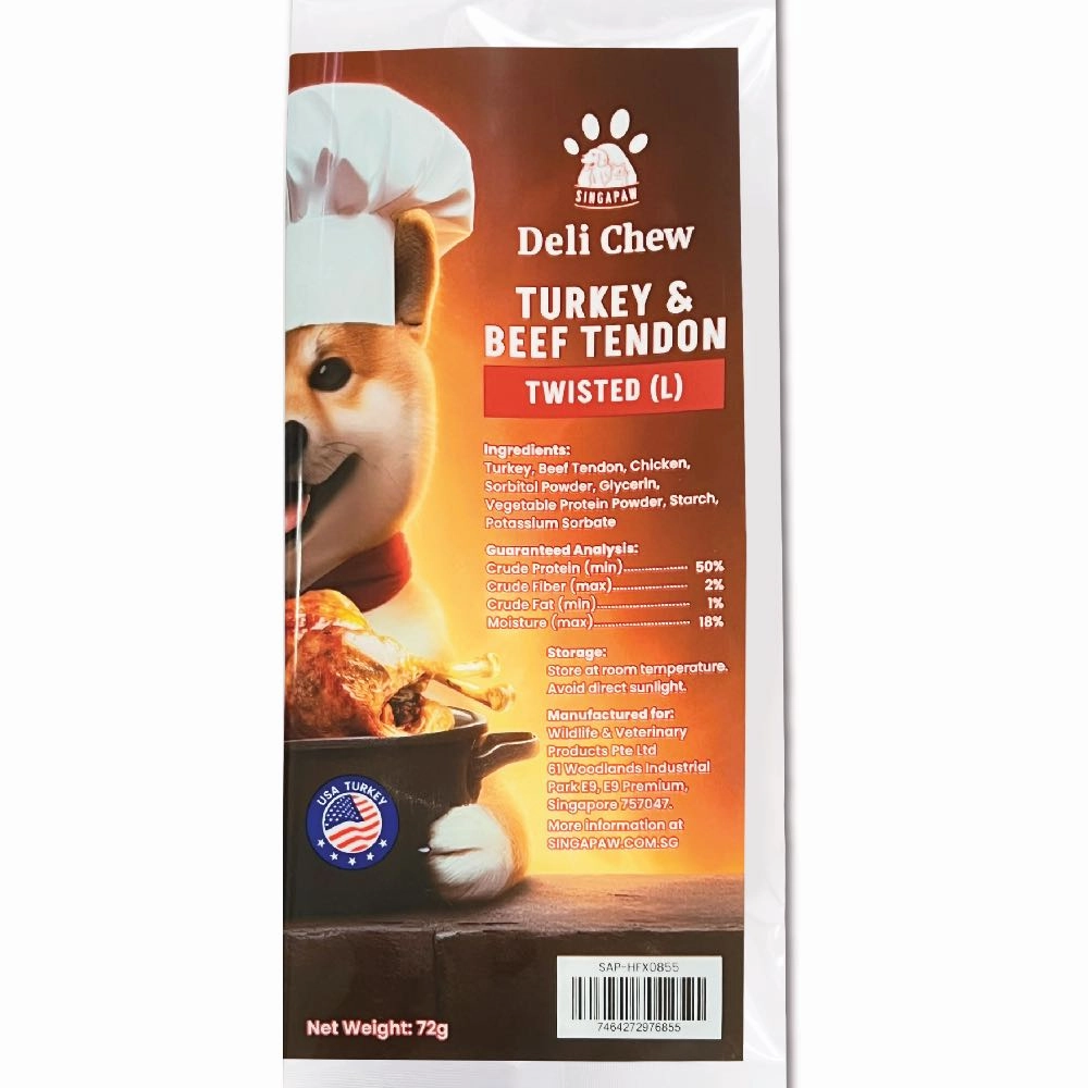 25% OFF: Singapaw Deli Chew Turkey & Beef Tendon Twisted Dog Chew