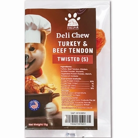 25% OFF: Singapaw Deli Chew Turkey & Beef Tendon Twisted Dog Chew