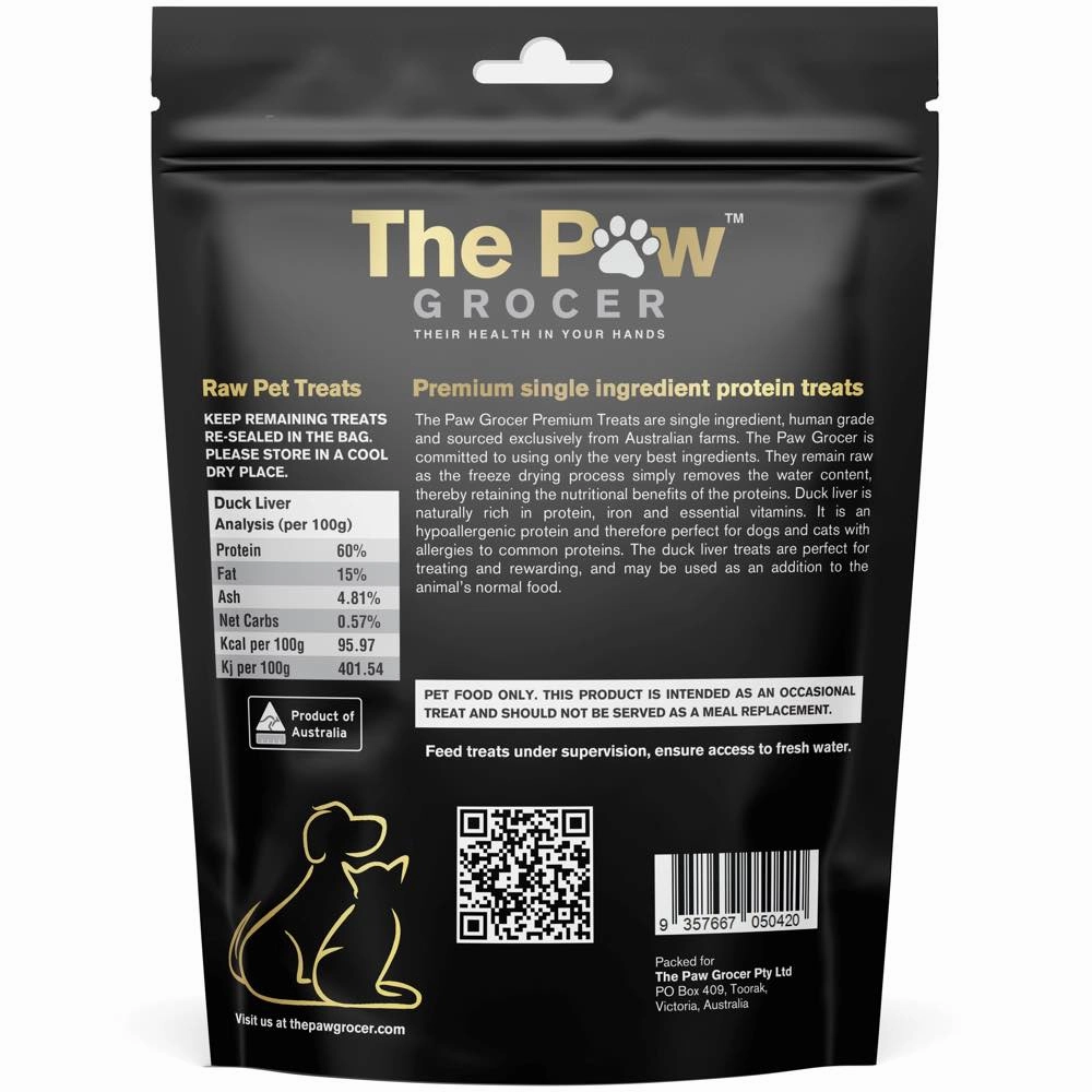 25% OFF: The Paw Grocer Duck Liver Freeze-Dried Treats For Cats & Dogs 72g