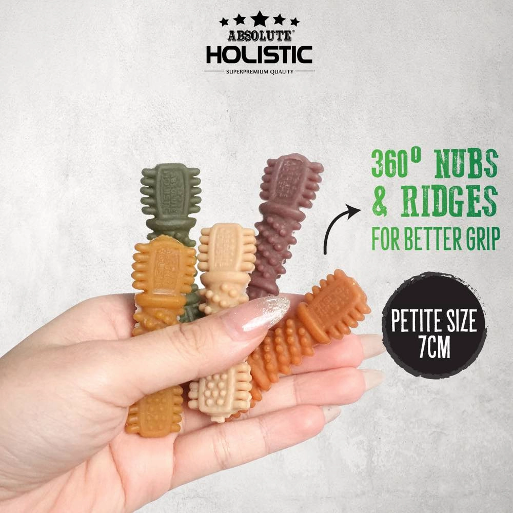 2 FOR $12.80: Absolute Holistic Boost Chia Seed Petite Grain-Free Dental Dog Chews 160g