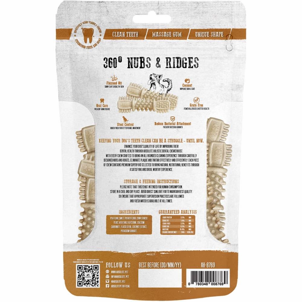 2 FOR $12.80: Absolute Holistic Boost Coconut Petite Grain-Free Dental Dog Chews 160g