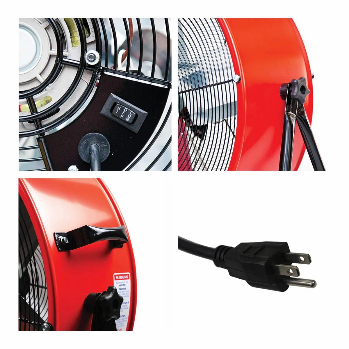 2-Speed Tilting Direct Drive Drum Fan, Red, 24"