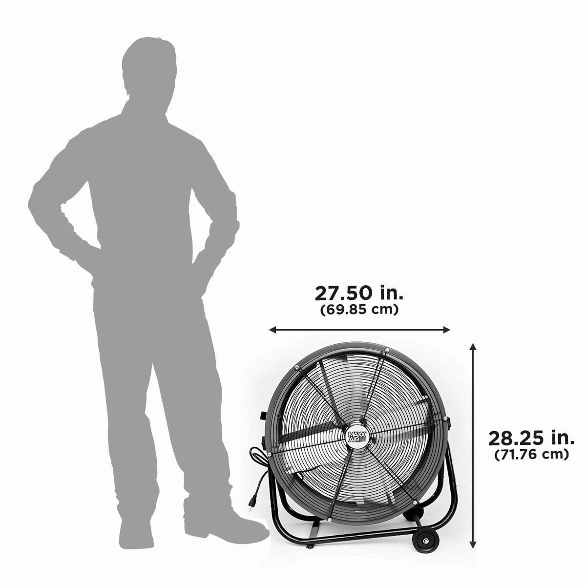 2-Speed Tilting Direct Drive Drum Fan, Red, 24"