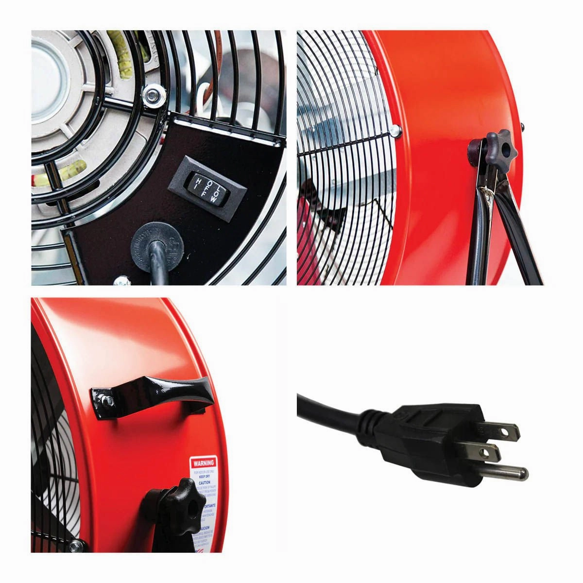 2-Speed Tilting Direct Drive Drum Fan, Red, 24"