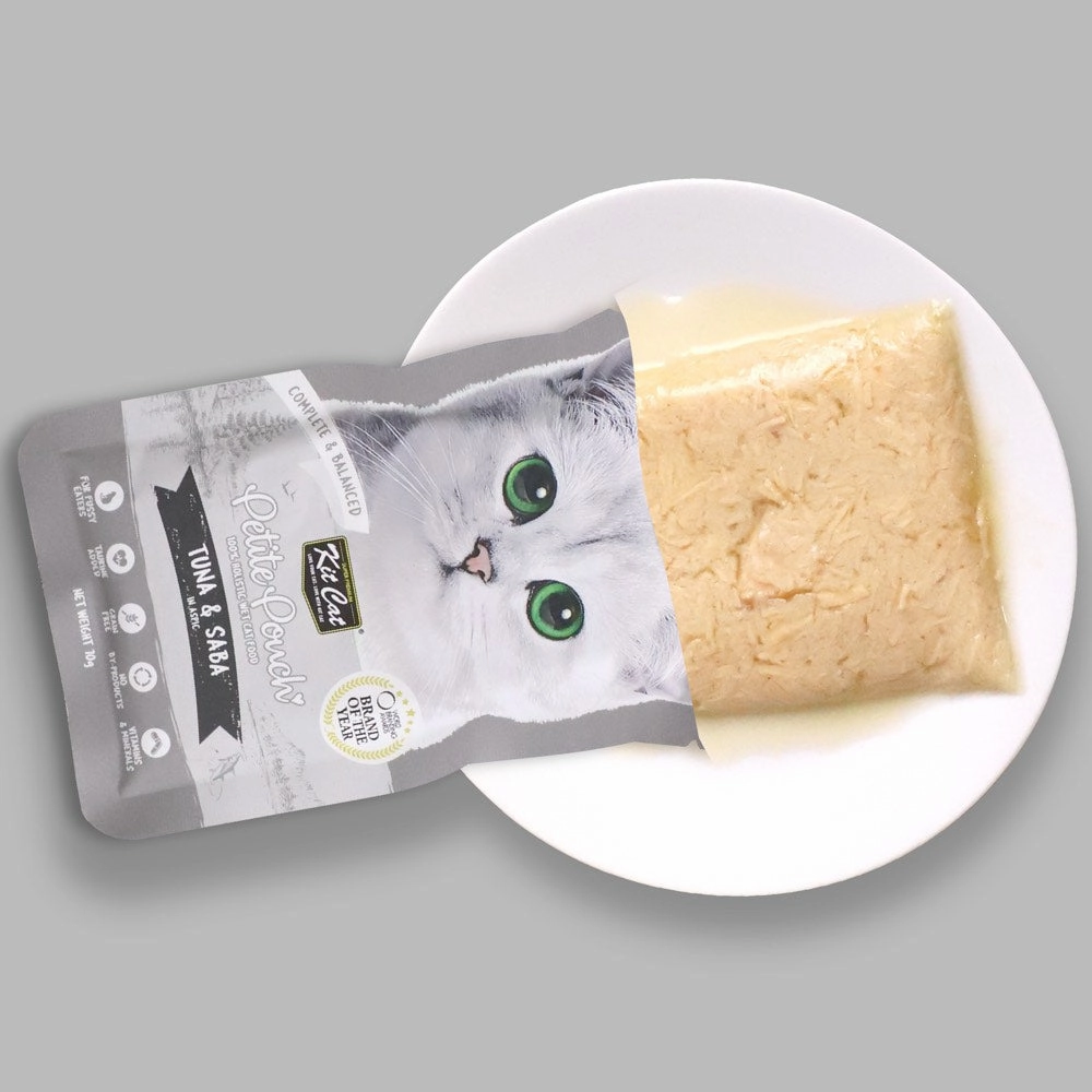 30% OFF: Kit Cat Petite Pouch Tuna & Saba In Aspic Grain-Free Pouch Cat Food 70g x 12