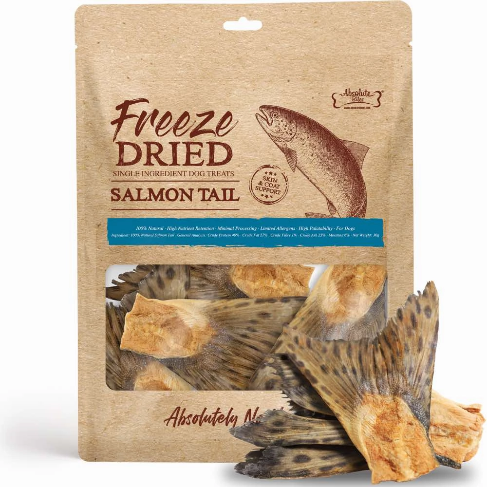 33% OFF: Absolute Bites Salmon Tail Freeze Dried Dog Treat 30g