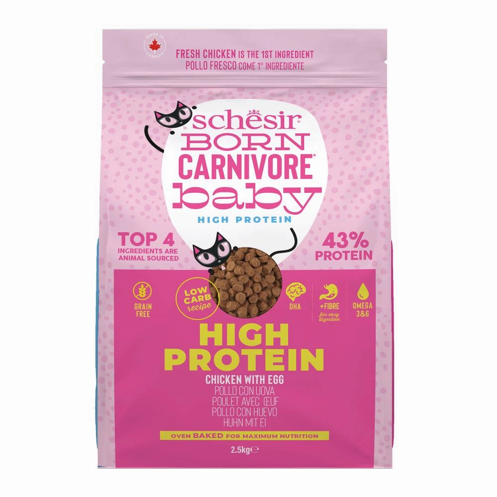 33% OFF: Schesir Born Carnivore Chicken with Egg Oven Baked Dry KITTEN Food
