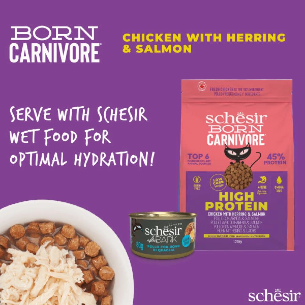 33% OFF: Schesir Born Carnivore Chicken with Herring & Salmon Oven Baked Dry Cat Food