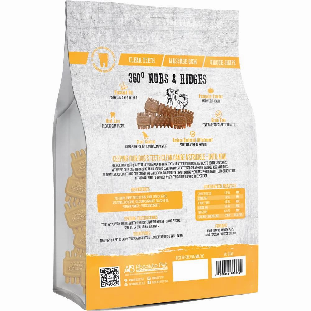 34% OFF: Absolute Holistic Boost Pumpkin Medium Grain-Free Dental Dog Chews 20pc