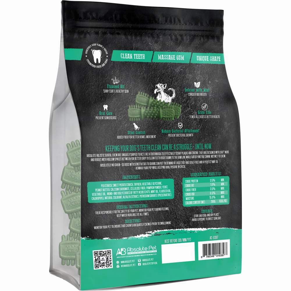 34% OFF: Absolute Holistic Fresh Mint Petite Grain-Free Dental Dog Chews 50pc