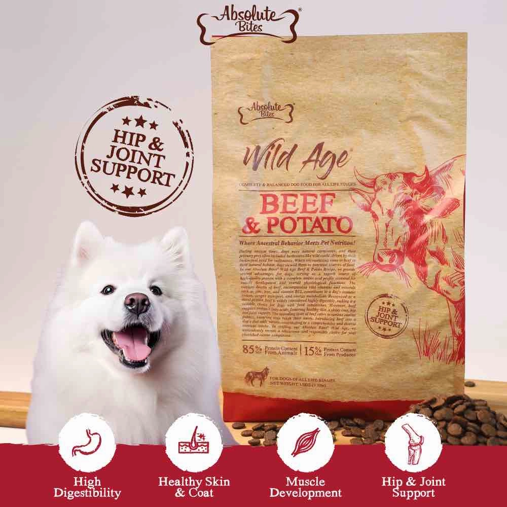 34% OFF FREE TREATS: Absolute Bites Wild Age Beef & Potato Dry Dog Food