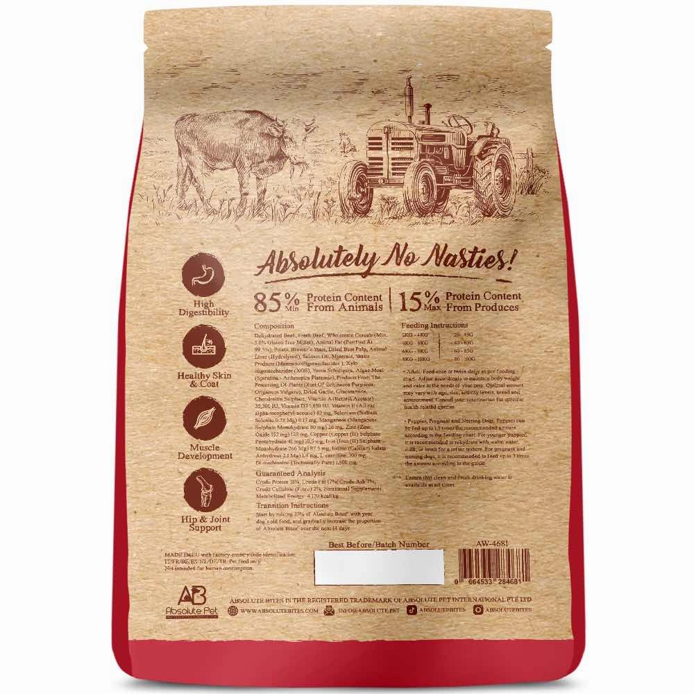 34% OFF FREE TREATS: Absolute Bites Wild Age Beef & Potato Dry Dog Food