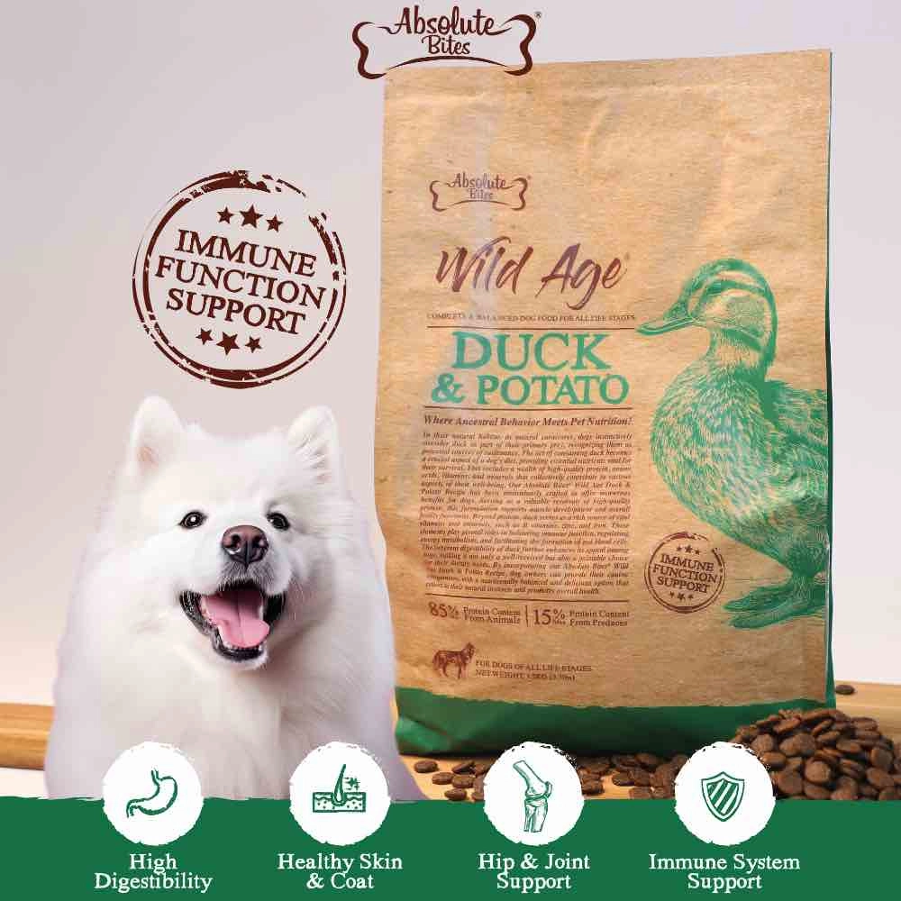 34% OFF FREE TREATS: Absolute Bites Wild Age Duck & Potato Dry Dog Food