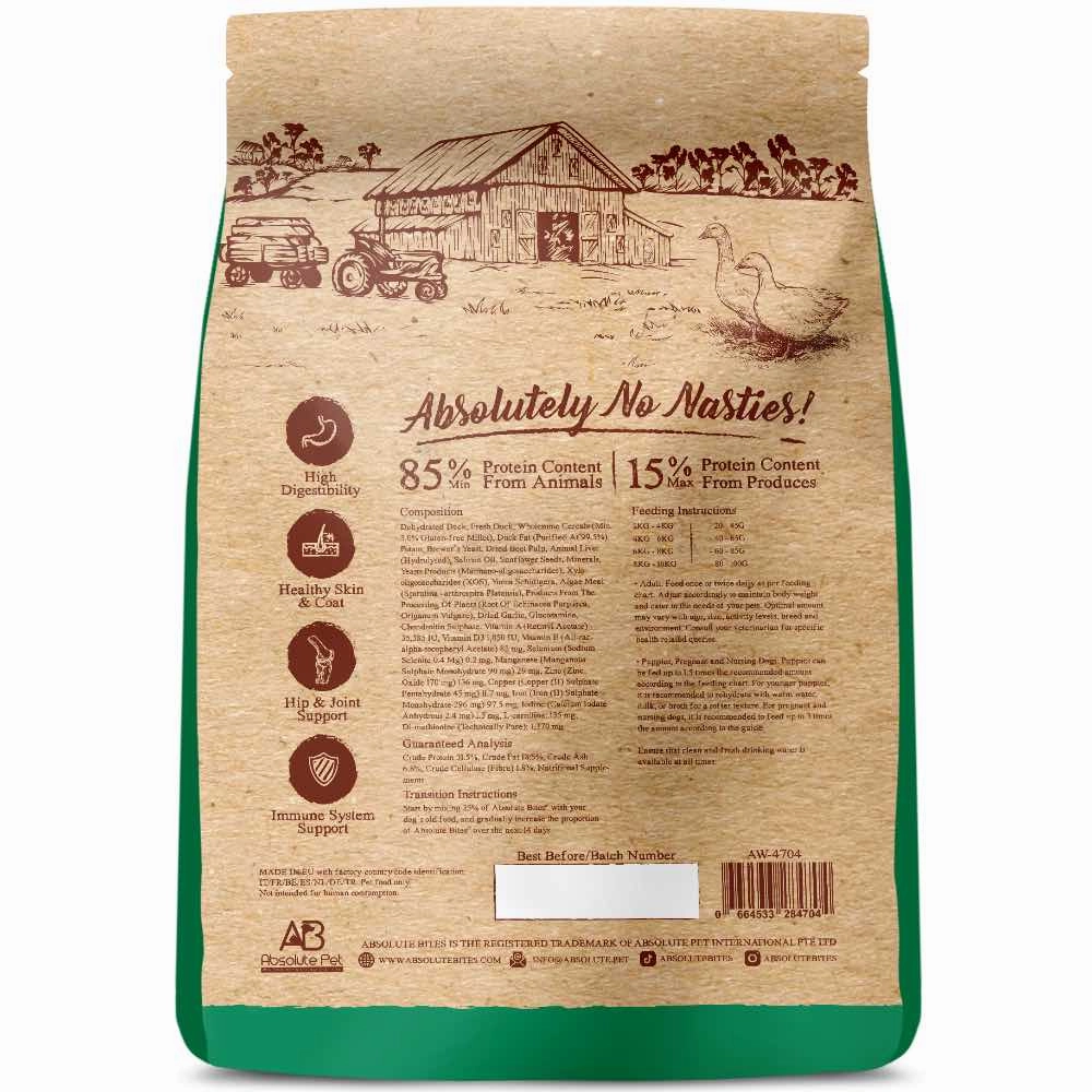34% OFF FREE TREATS: Absolute Bites Wild Age Duck & Potato Dry Dog Food