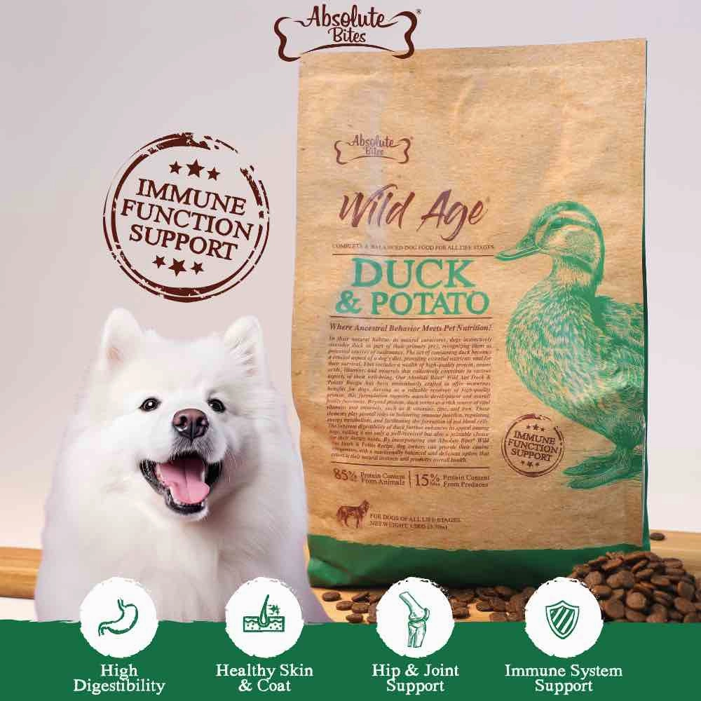 34% OFF FREE TREATS: Absolute Bites Wild Age Duck & Potato Dry Dog Food