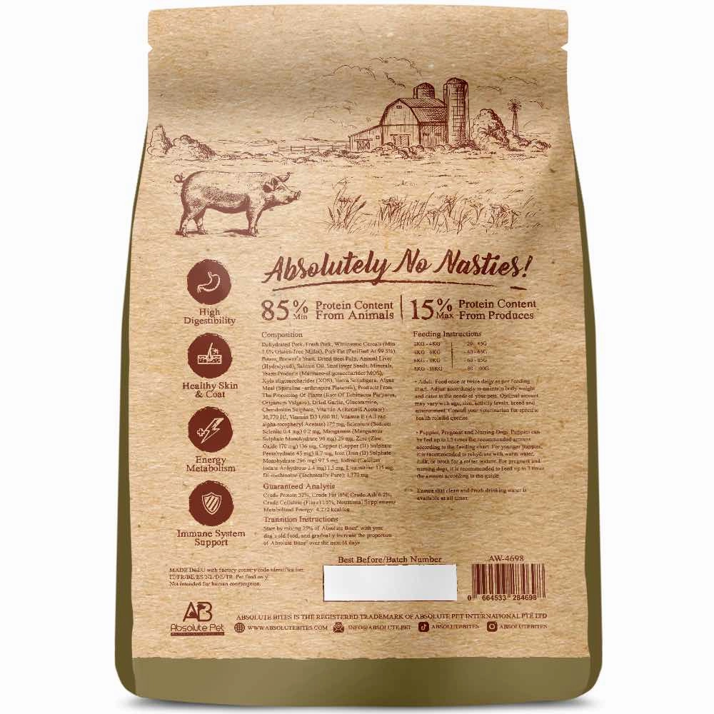 34% OFF FREE TREATS: Absolute Bites Wild Age Pork & Potato Dry Dog Food