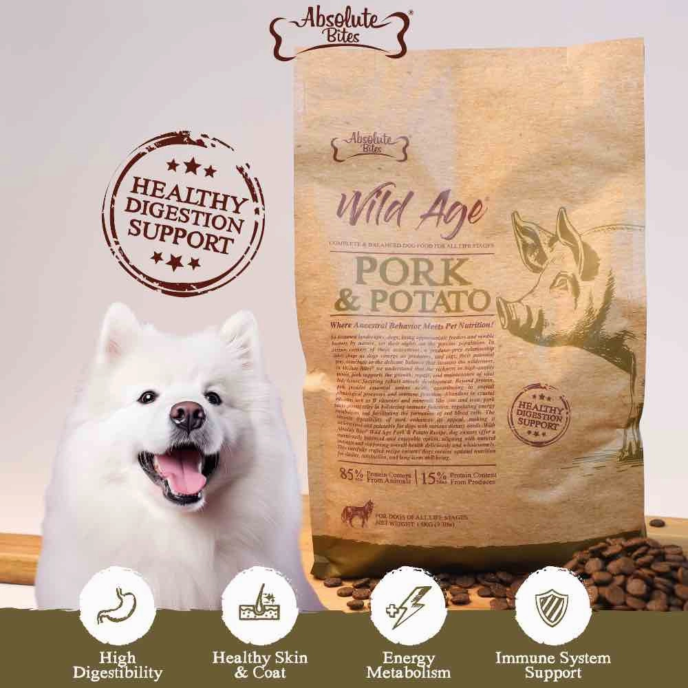 34% OFF FREE TREATS: Absolute Bites Wild Age Pork & Potato Dry Dog Food