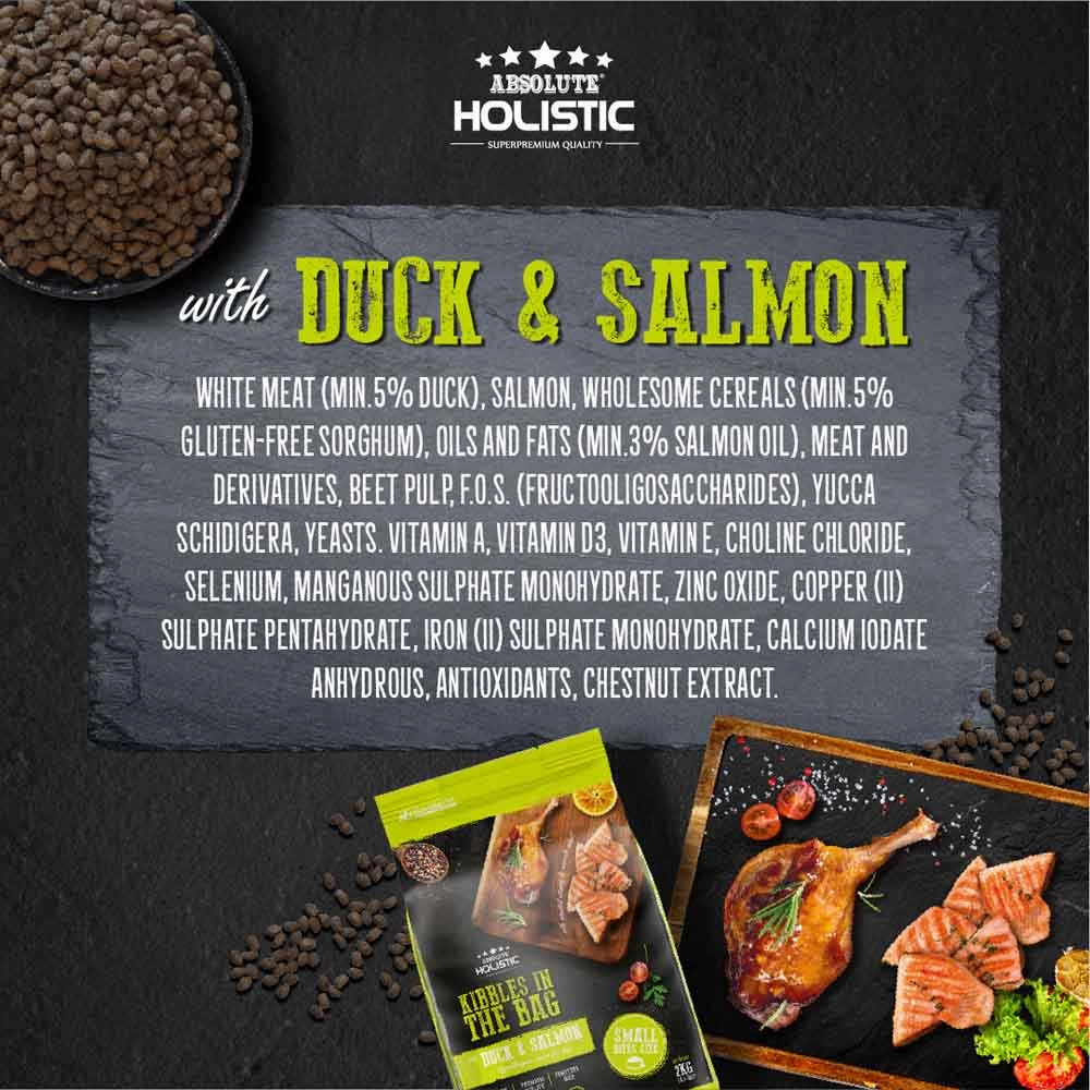 35% OFF: Absolute Holistic Kibbles In The Bag Duck & Salmon Small Bites Dry Dog Food