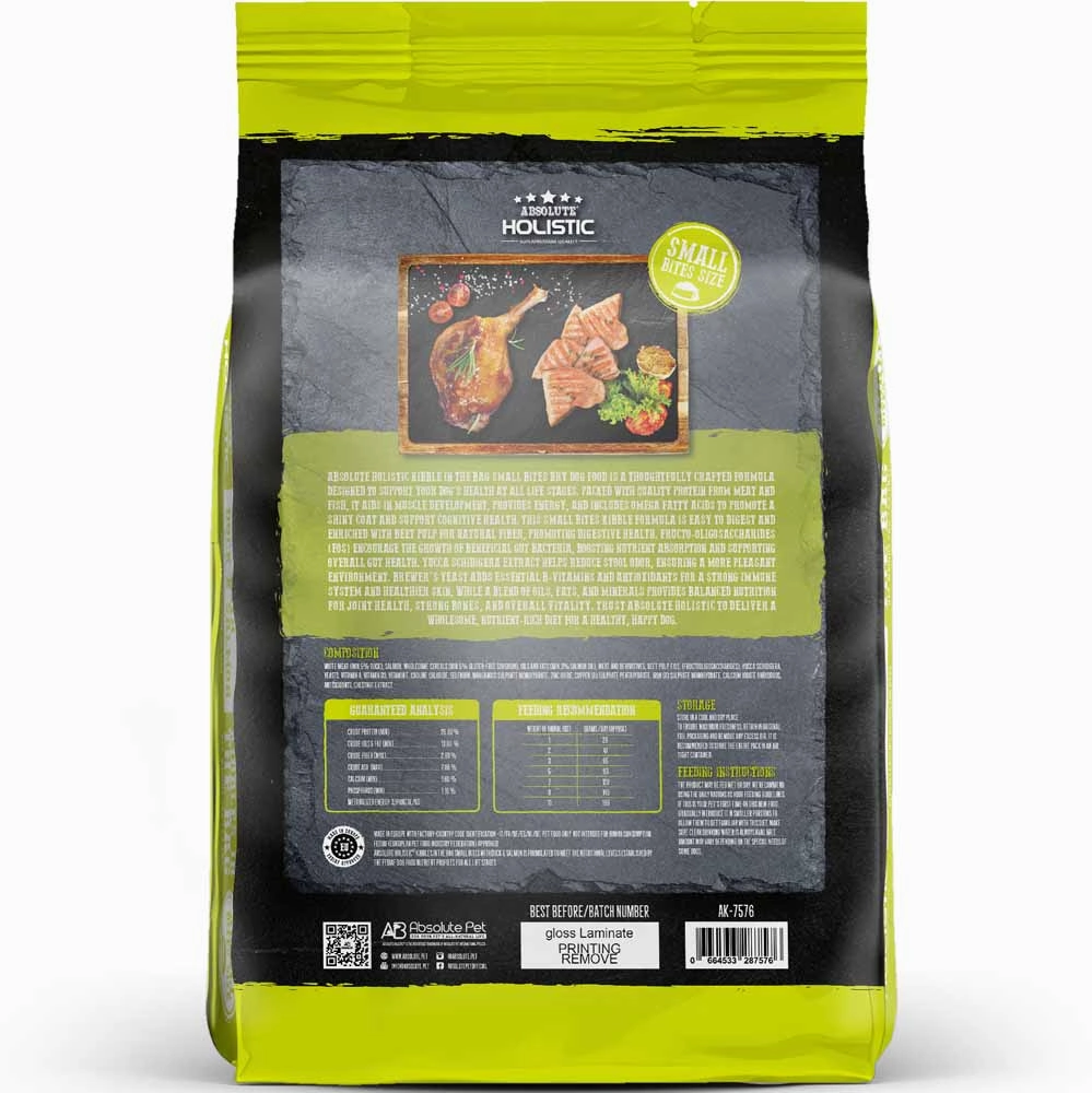 35% OFF: Absolute Holistic Kibbles In The Bag Duck & Salmon Small Bites Dry Dog Food